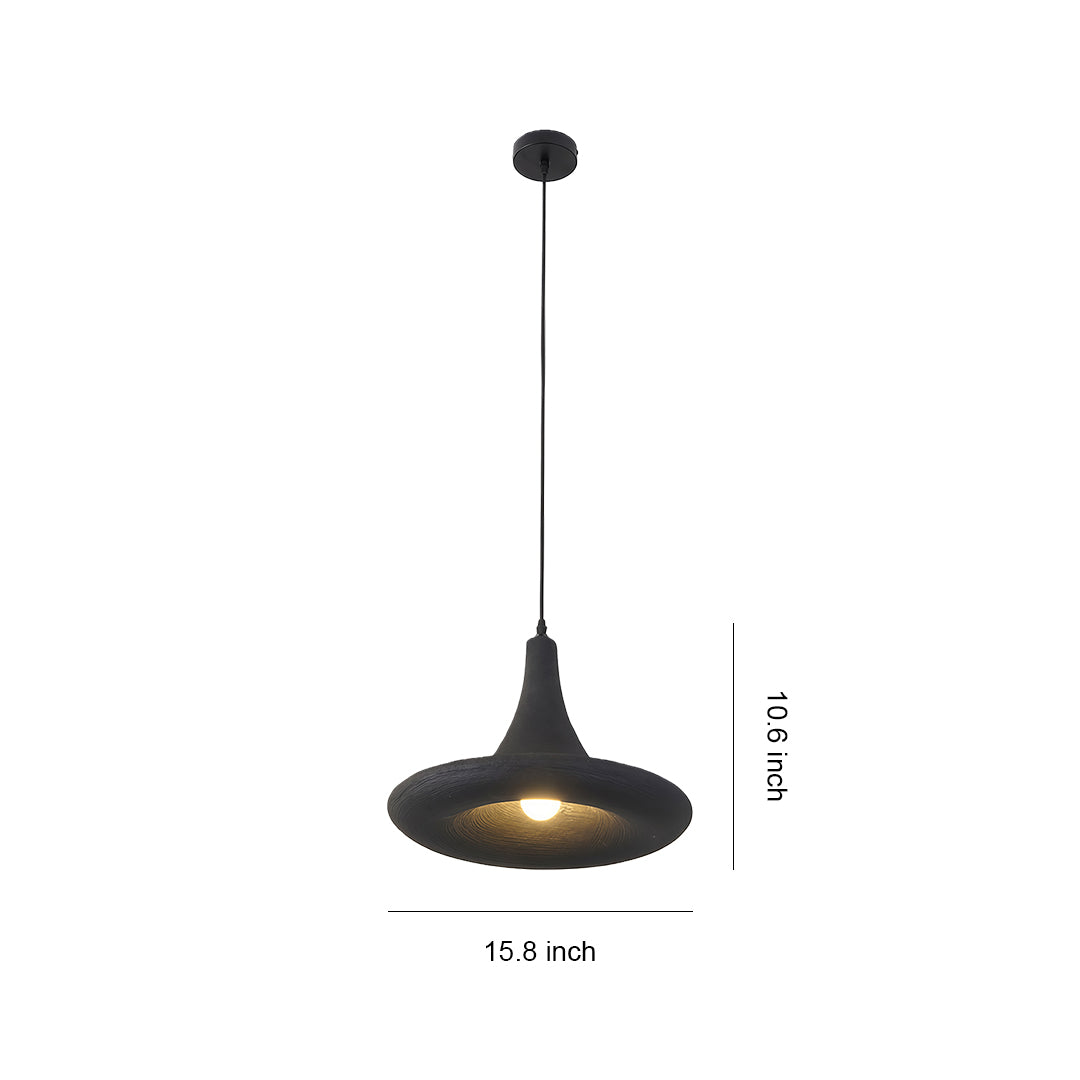 Wabi-Sabi Minimalist Pendant Light — Matte PS Shade, Iron Frame, E27, 15.75" Wide, Adjustable 59.1" Cable