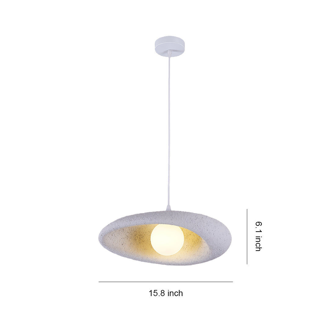 Wabi-Sabi Minimalist Pendant Light — Metal, PS Diffuser, Stone Paint Finish, G9, 15.75" Wide, 59.1" Adjustable Chain