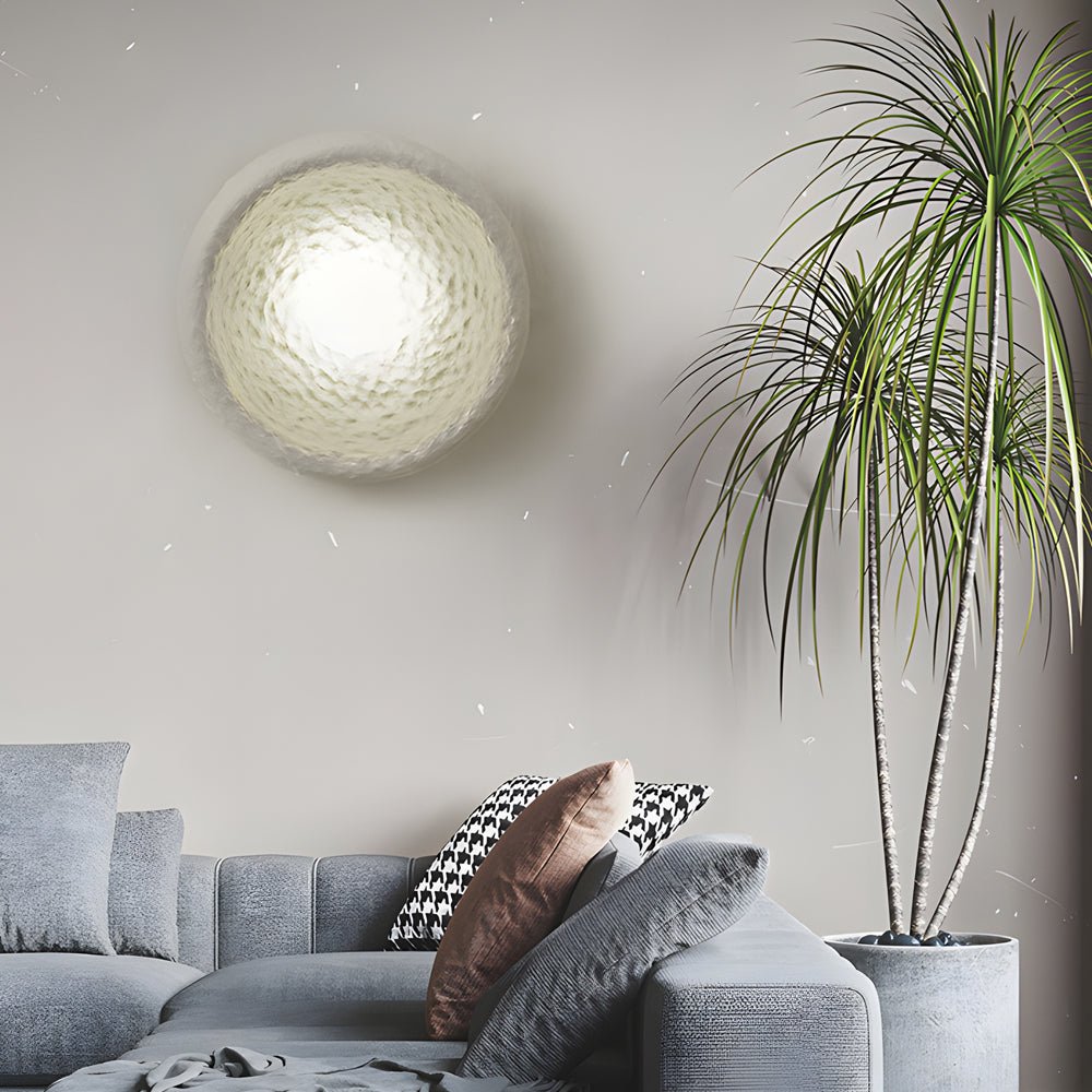 Round Wabi-Sabi Wall Sconce — Resin and Glass, 1-Light, Available in 3 Sizes (7.9", 10.2", or 12.6")