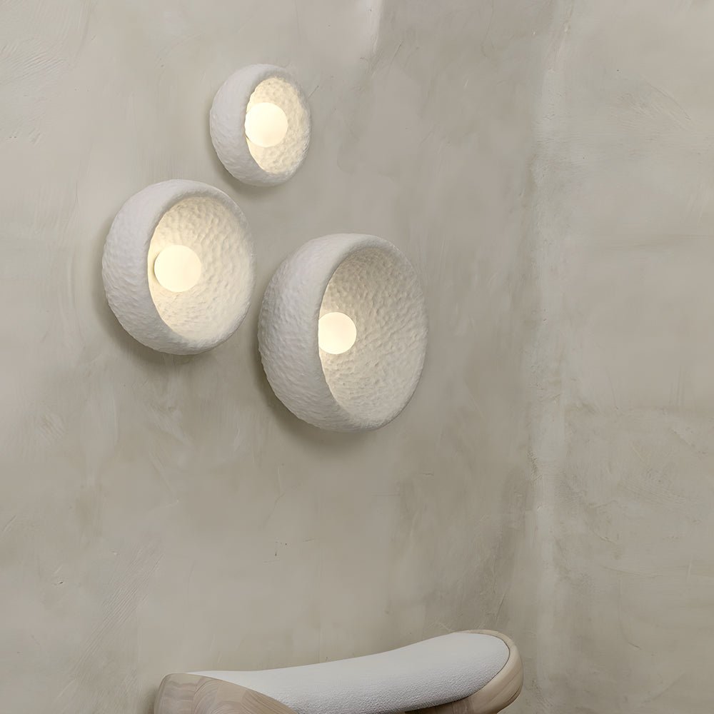 Round Wabi-Sabi Wall Sconce — Resin and Glass, 1-Light, Available in 3 Sizes (7.9", 10.2", or 12.6")