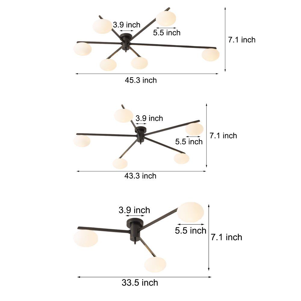 jasper semi flush mount ceiling lamp available in 3 5 or 6 lights