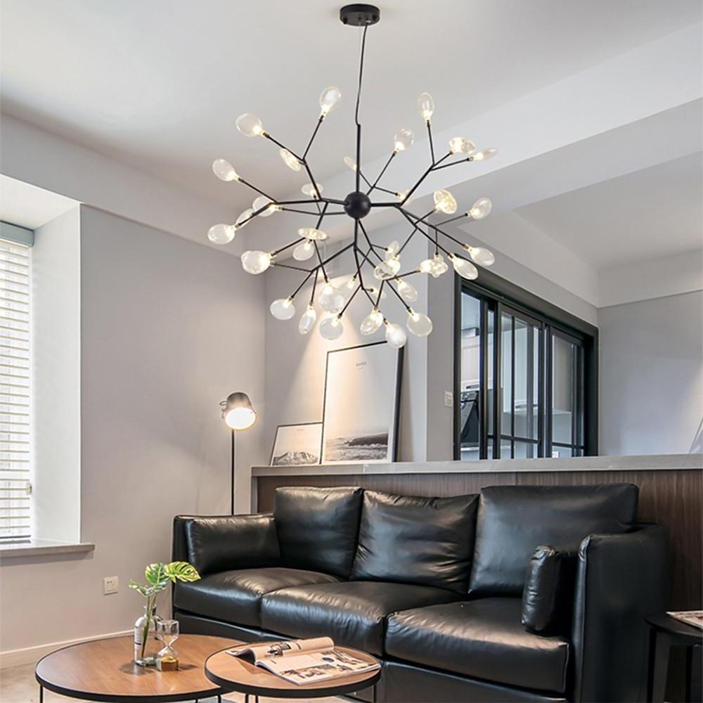 Sputnik Chandelier — Black and Gold Metal, 36-Light LED Cluster, 30" Diameter, 3000K / 6000K