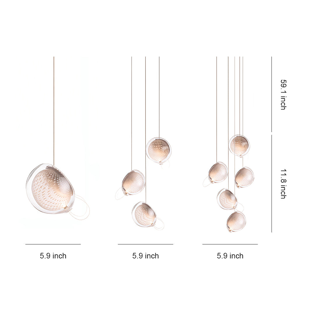 Jellyfish Pendant Light — Chrome Metal, Transparent Glass, G4, 59.1" Adjustable Cord, 2700K–3999K