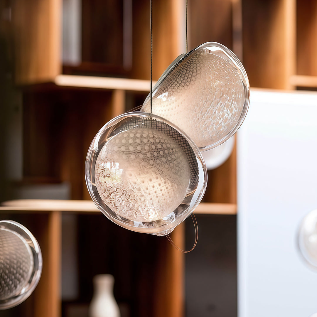 Jellyfish Pendant Light — Chrome Metal, Transparent Glass, G4, 59.1" Adjustable Cord, 2700K–3999K