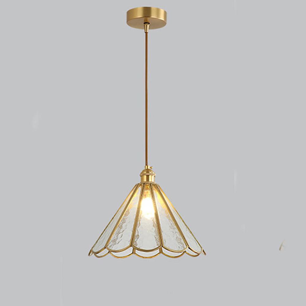Geometric Flower-Shaped Glass Pendant Light — Copper, LED, 3000K, 11" Diameter, 59" Adjustable Cord