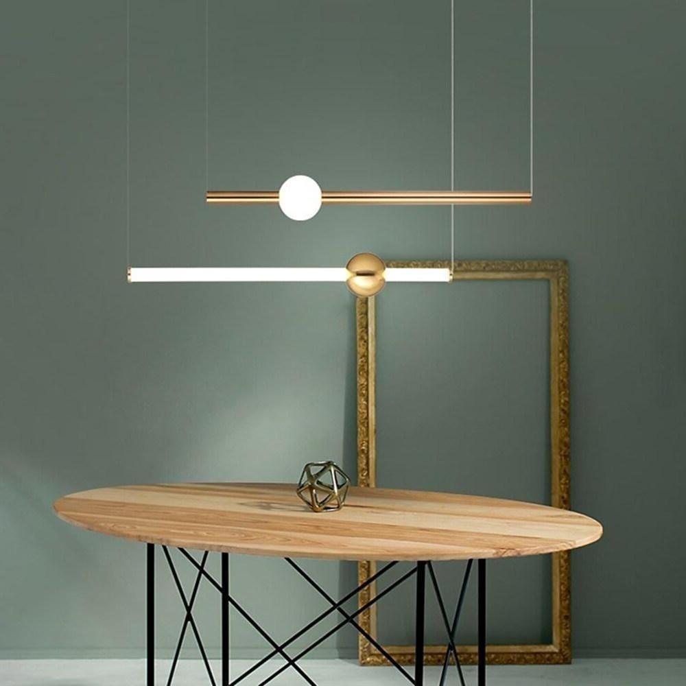 Linear Glass Sphere Pendant Chandelier — Metal, Gold/White, 23" Wide, 3000K LED, 59" Adjustable Cord