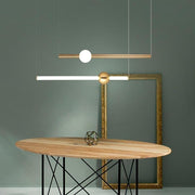 Linear Glass Sphere Pendant Chandelier — Metal, Gold/White, 23" Wide, 3000K LED, 59" Adjustable Cord
