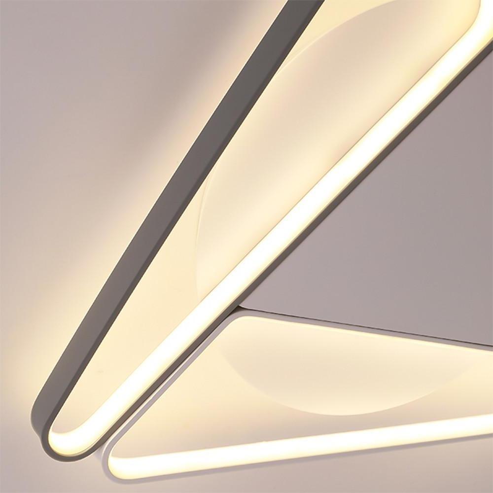 Geometric LED Flush-Mount Ceiling Light — Metal & PVC, 3-Light, 14W, 20" Diameter, Modern