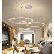Multi-Circle Geometric Chandelier — Metal and Acrylic, 4-Light, 31" Diameter, LED, Adjustable 59" Cord