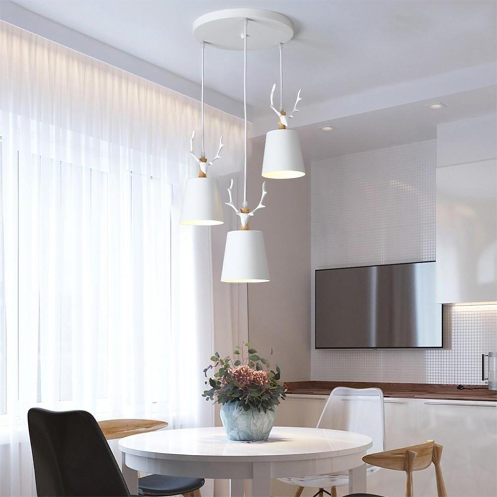 Antler 3-Light Chandelier — Metal and Aluminum, Painted Finish, E26/E27, 60W, 11" Diameter
