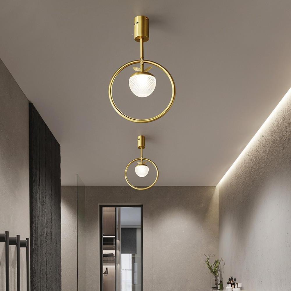 Modern Gold Ring LED Semi-Flush Mount — Copper and Acrylic, 6W Warm White, 10" Diameter