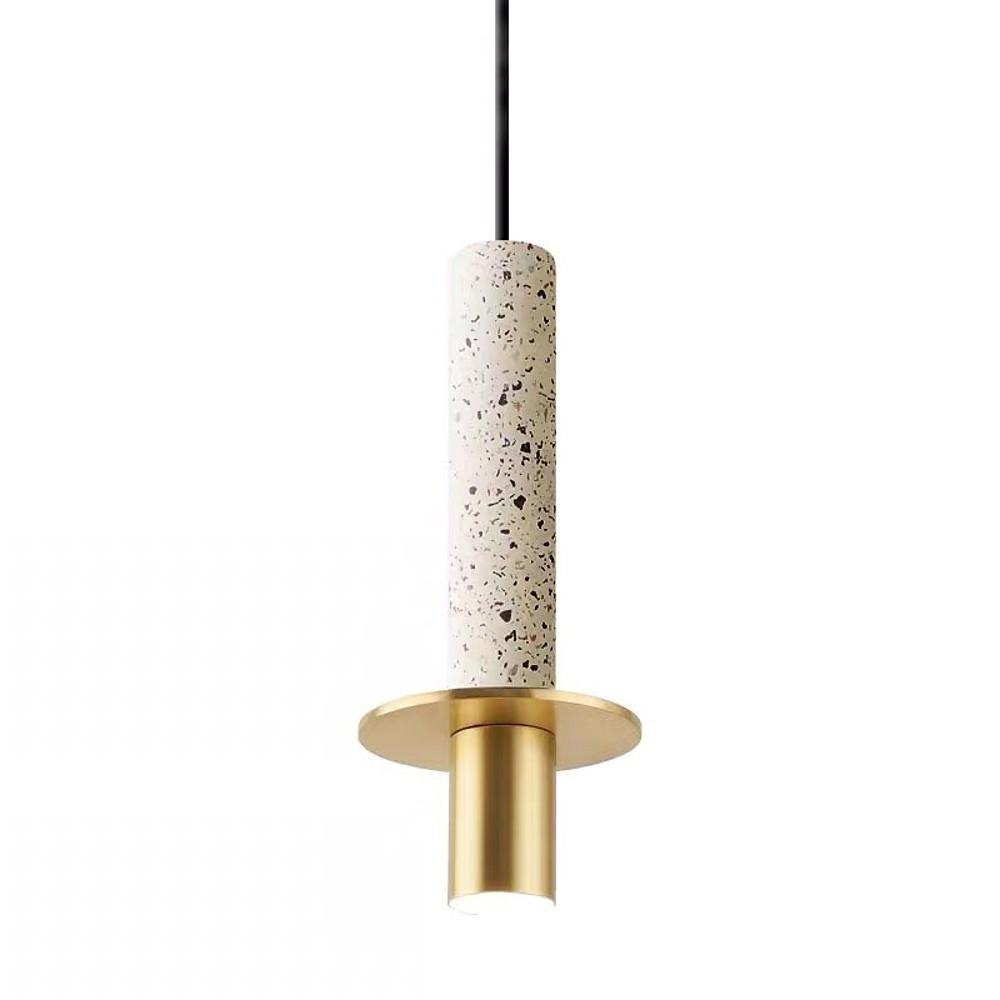 Cylindrical Circular Mini Pendant Light — Metal and Glass, 1-Light, 10W LED, 3000K, 5" Diameter, 59" Adjustable Cord