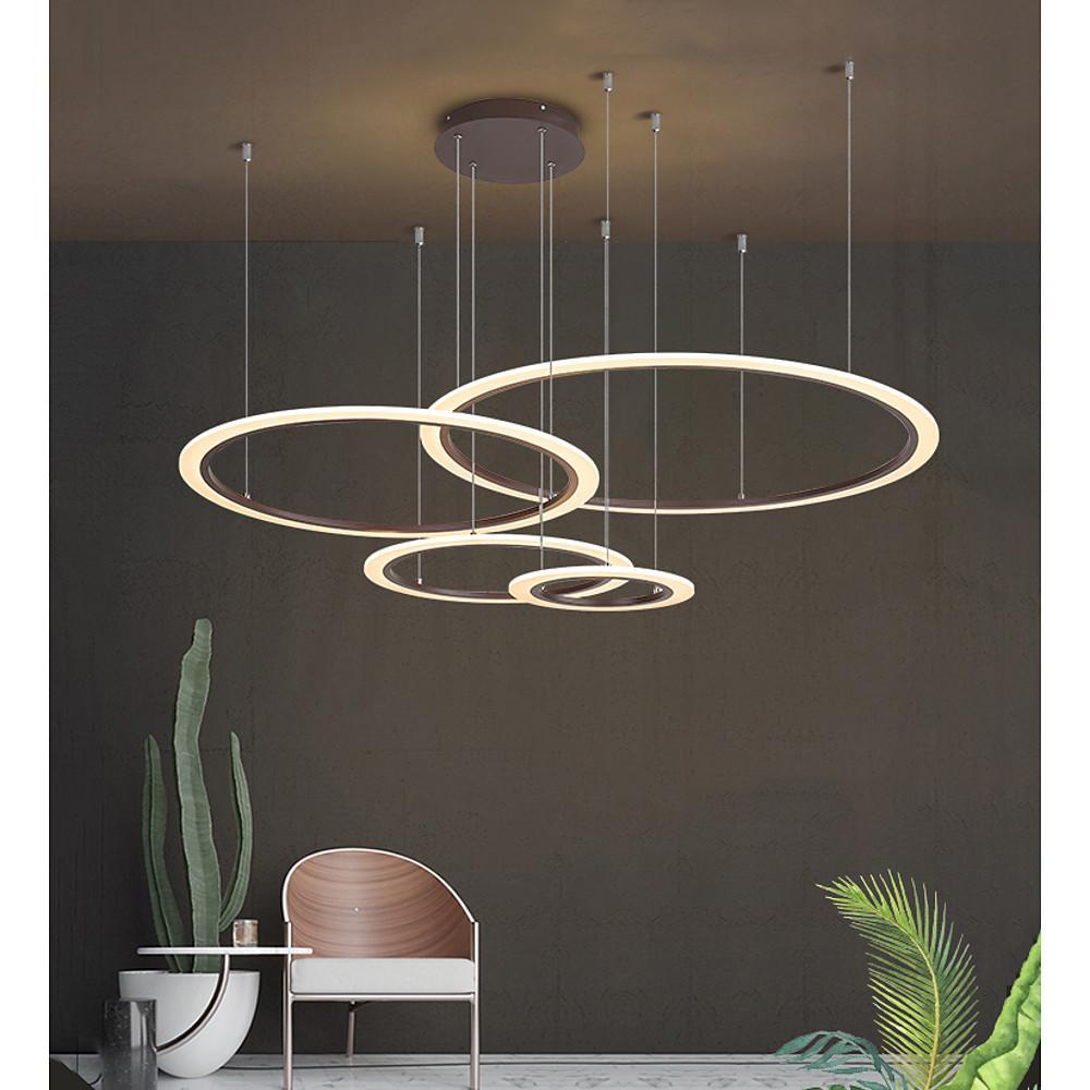 Floating Ring Modern Chandelier — Metal and Acrylic, 4-Light LED Geometric, 31", 3000–6000K Dimmable