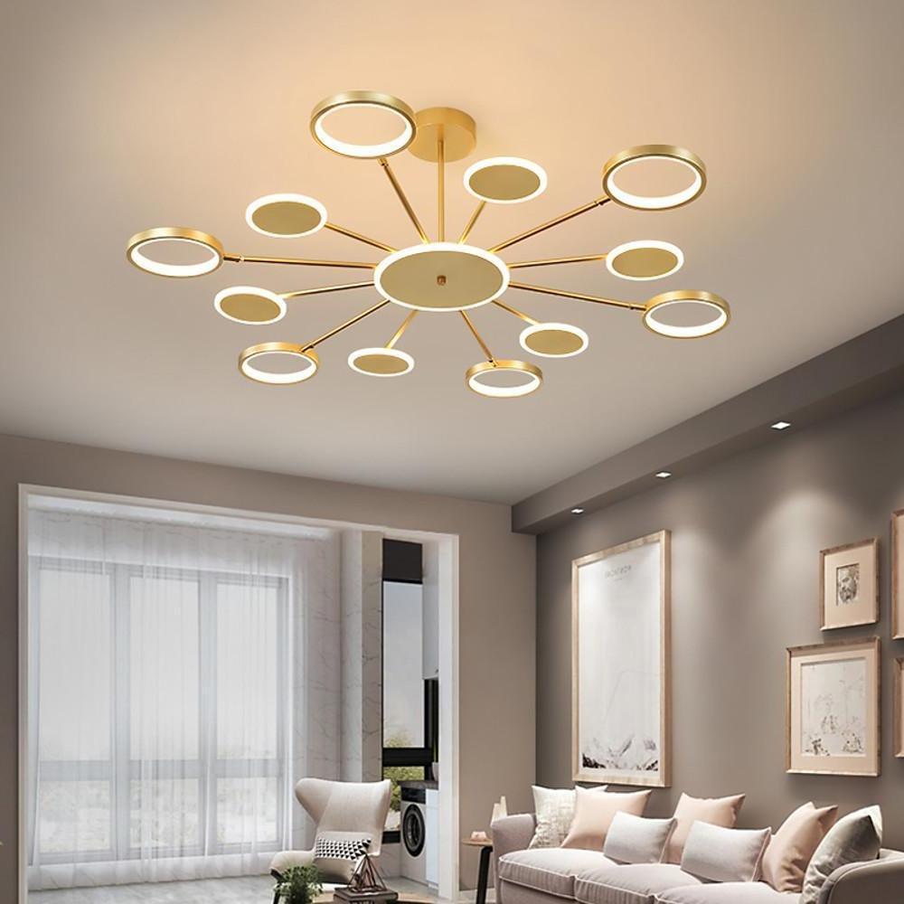 Multi-Circle Dandelion Chandelier — Acrylic and Aluminum, LED, 6/8/12-Light, 12W, 3000K/6000K, Black or Gold