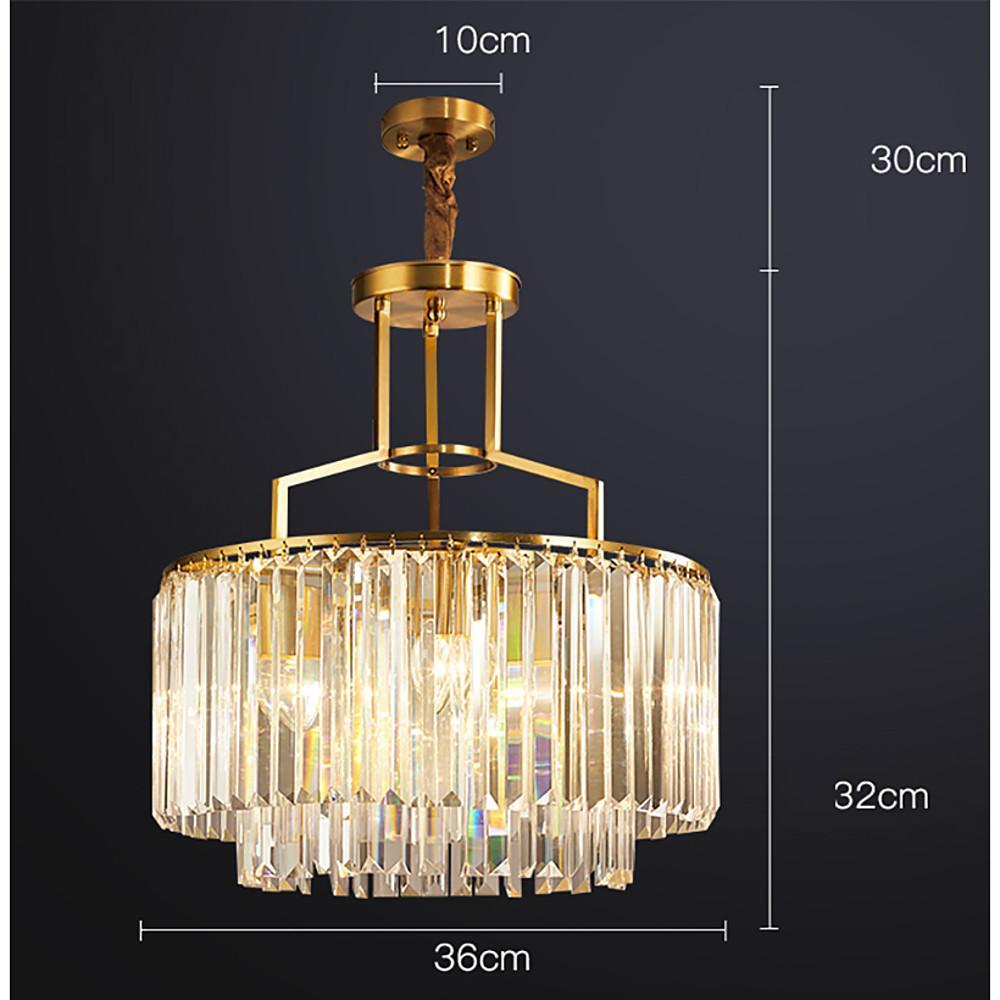 Round Crystal Chandelier — Copper, LED, 14" Diameter, E12/E14, Island Lighting