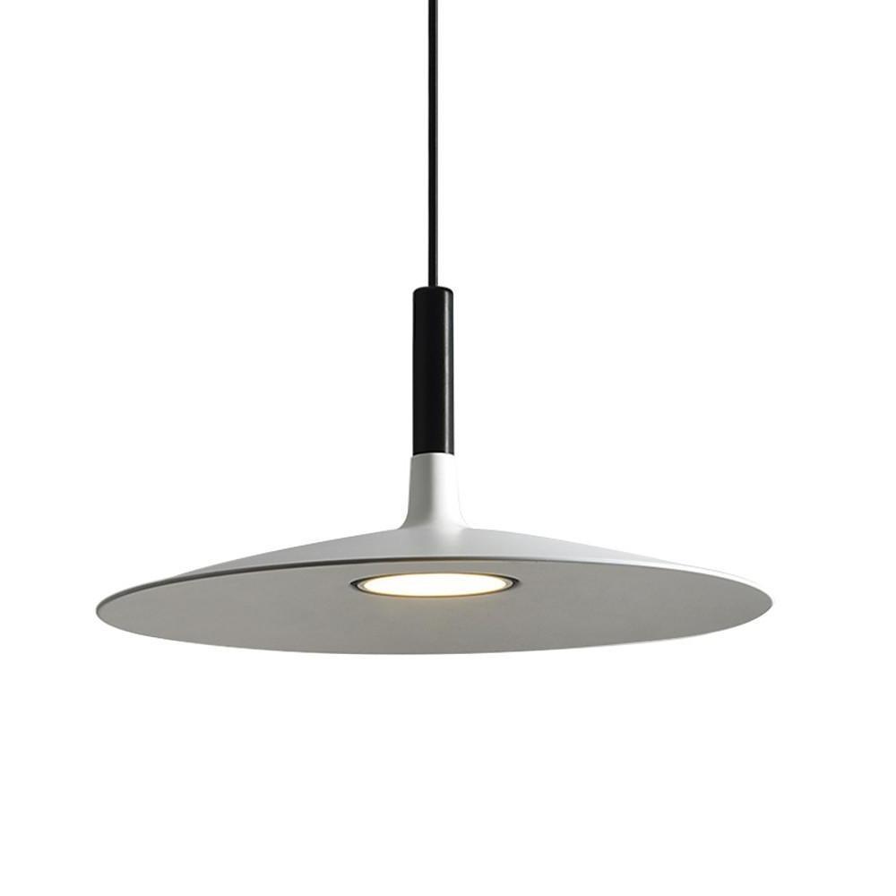 Flat Dish LED Pendant Light — Metal, 18" Diameter, 3000/6000K, 47" Adjustable Cord