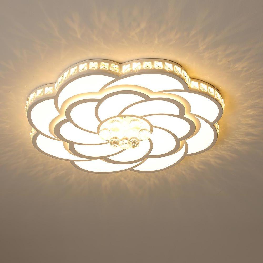 Flower Swirl Flush-Mount Ceiling Light — Metal & Acrylic, 27", LED, Dimmable with Remote, 3000K / 6000K