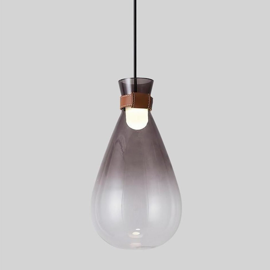 Teardrop Mini Pendant Light — Smoke Grey or Clear Glass, LED, 7" × 14", 59" Adjustable Cord
