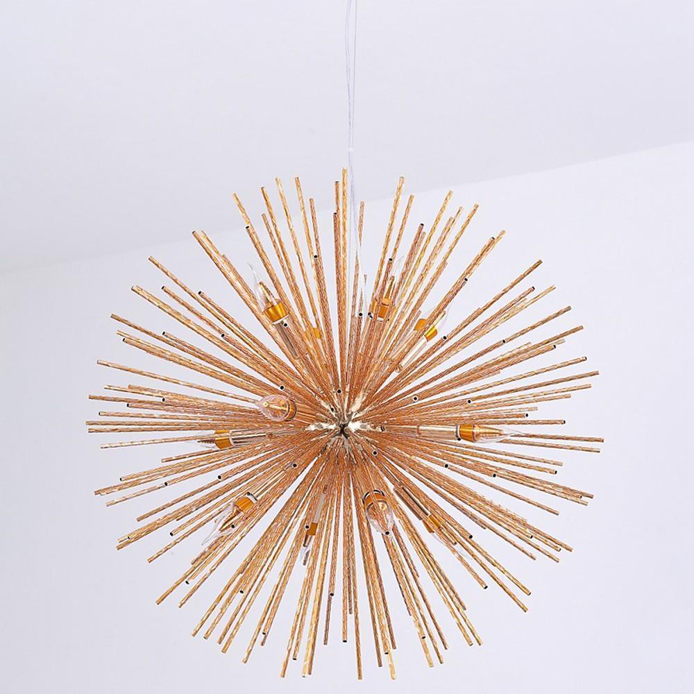 Globe Chandelier — Electroplated Aluminum, 12-Light, 30" Diameter, Gold or Silver