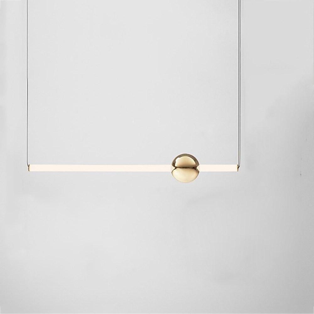 Linear Glass Sphere Pendant Chandelier — Metal, Gold/White, 23" Wide, 3000K LED, 59" Adjustable Cord