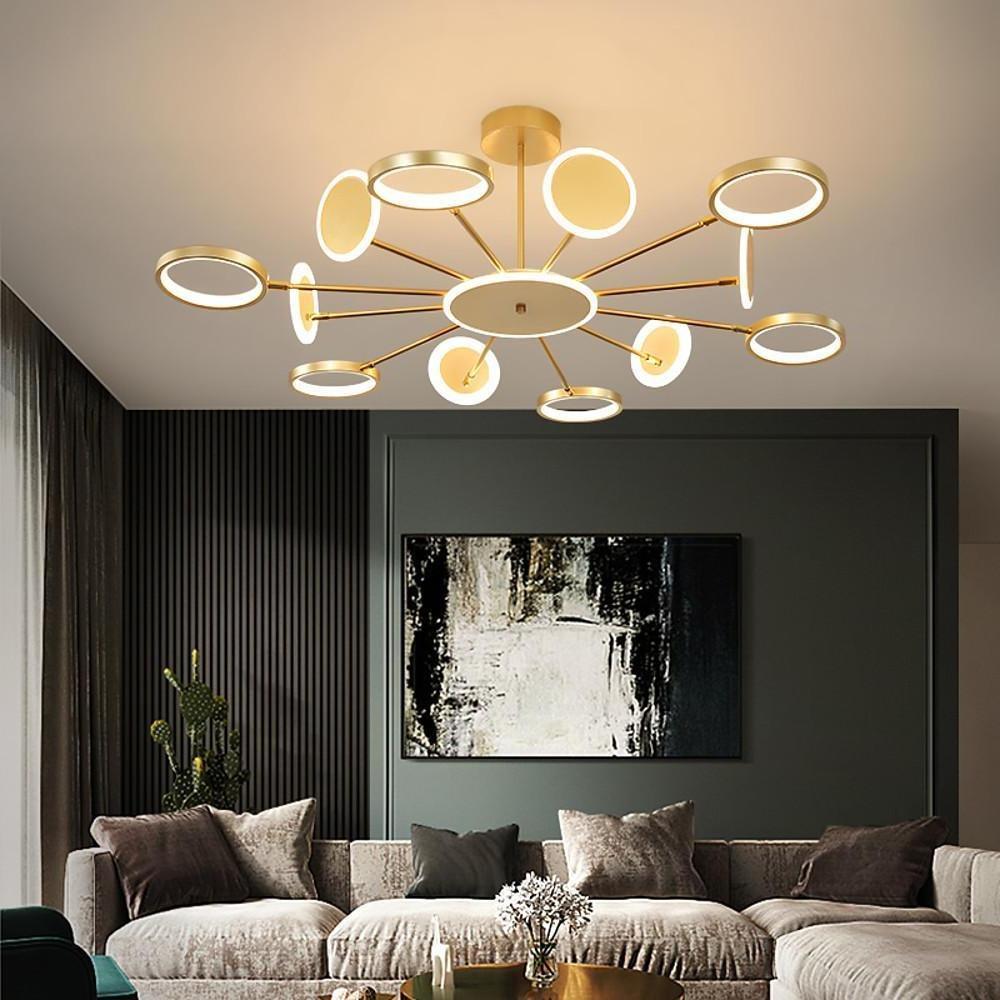 Multi-Circle Dandelion Chandelier — Acrylic and Aluminum, LED, 6/8/12-Light, 12W, 3000K/6000K, Black or Gold
