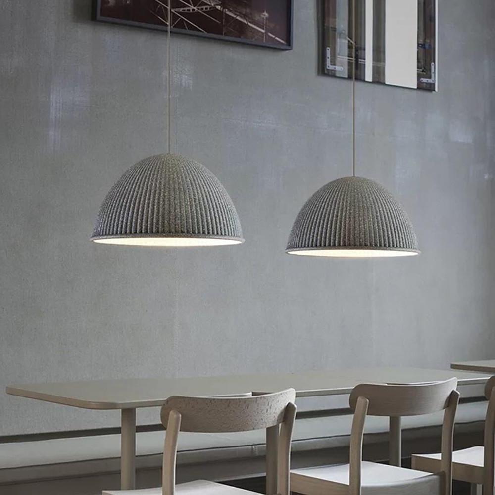 Industrial Inverted-Cup Pendant Light — Cement and Metal, LED E27, 13" Diameter, 59" Adjustable Cord