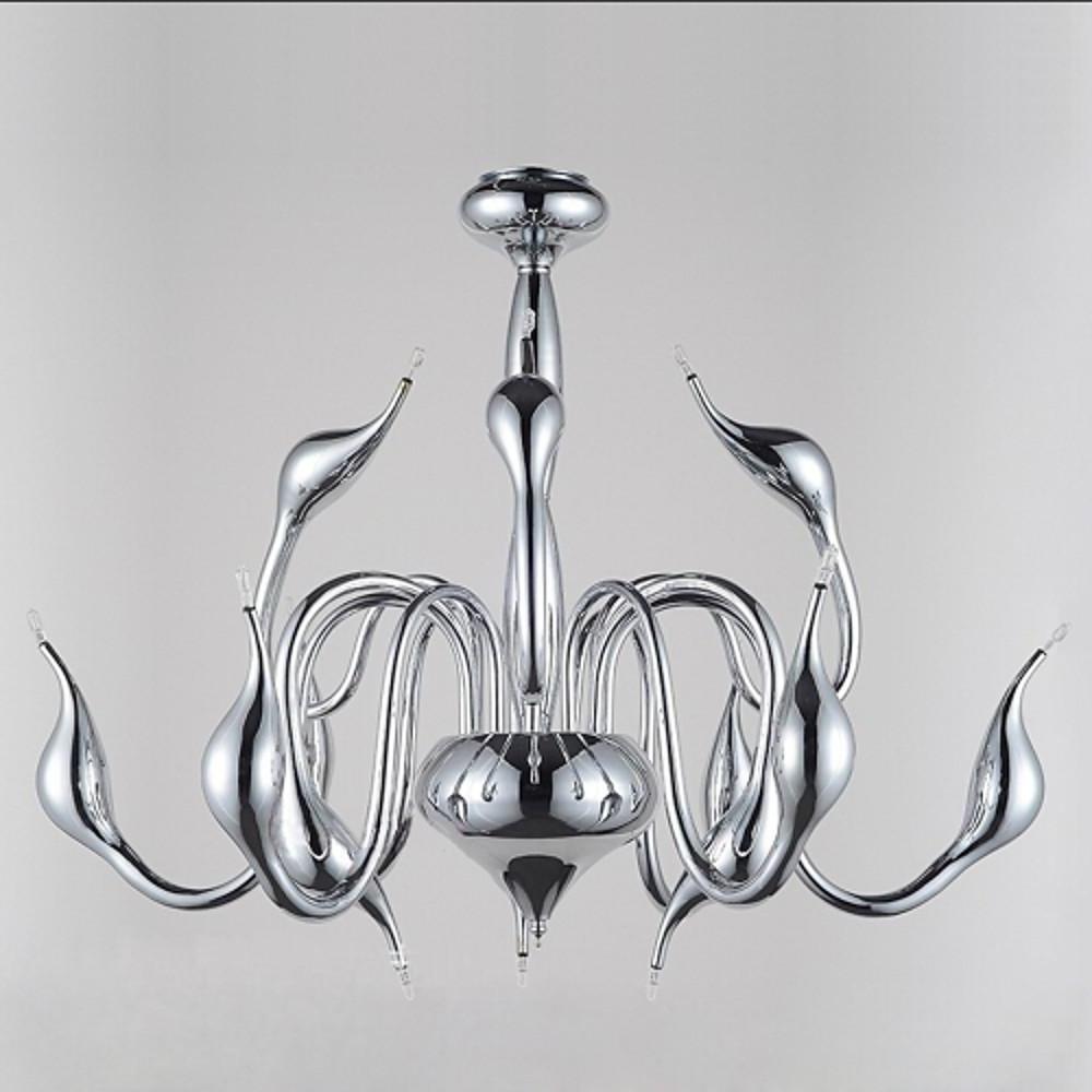 Modern Candle-Style Chandelier — Chrome, 24" Wide, 10+ Bulbs, 3000/6000K