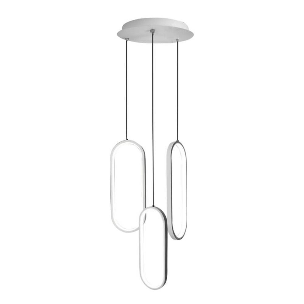 Oval Curved Multi-Light Pendant Chandelier — Aluminum, Modern Geometric, LED Dimmable, White or Black