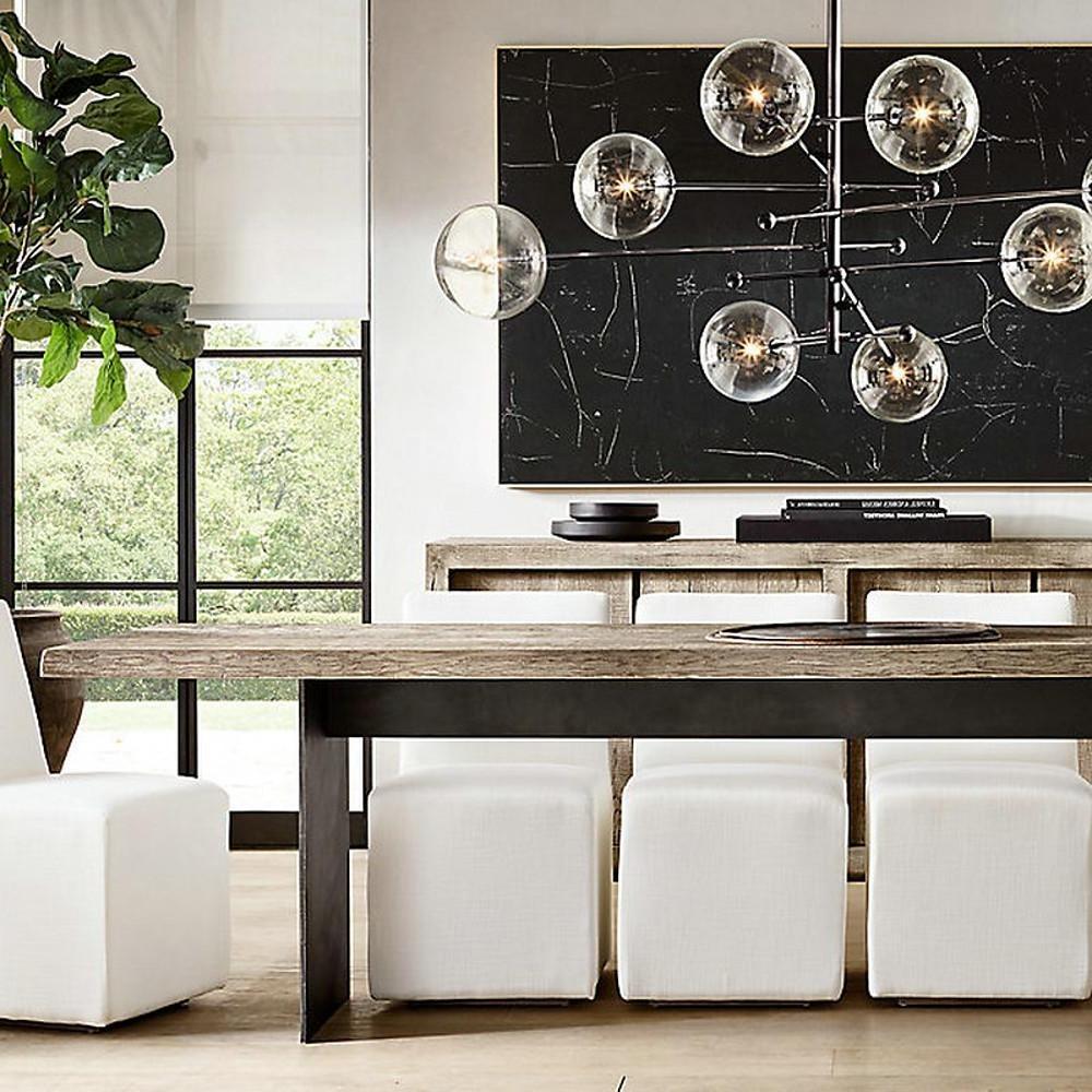 Geometric Globe Chandelier — Metal and Glass, 6-Light, 31" Wide, 3000K / 6000K, 110–120V
