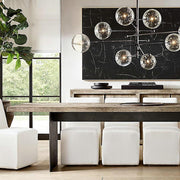 Geometric Globe Chandelier — Metal and Glass, 6-Light, 31" Wide, 3000K / 6000K, 110–120V