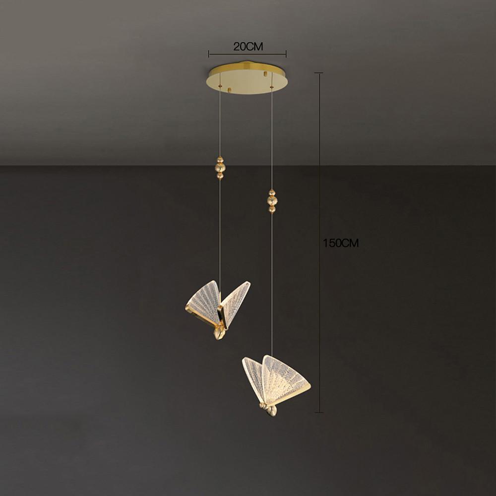 Coastal Butterfly-Shaped Mini Pendant — Metal and Acrylic, LED, 1- to 8-Light, 3000K / 6000K, 47" Adjustable Cord
