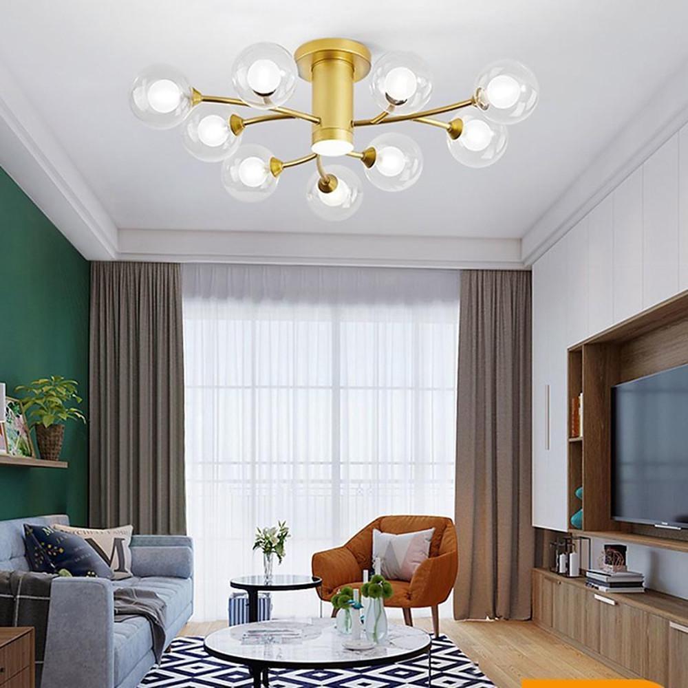 Industrial Globe Semi-Flush Mount Ceiling Light — Metal and Glass, LED, 9/12/15-Light, 3000–5400K