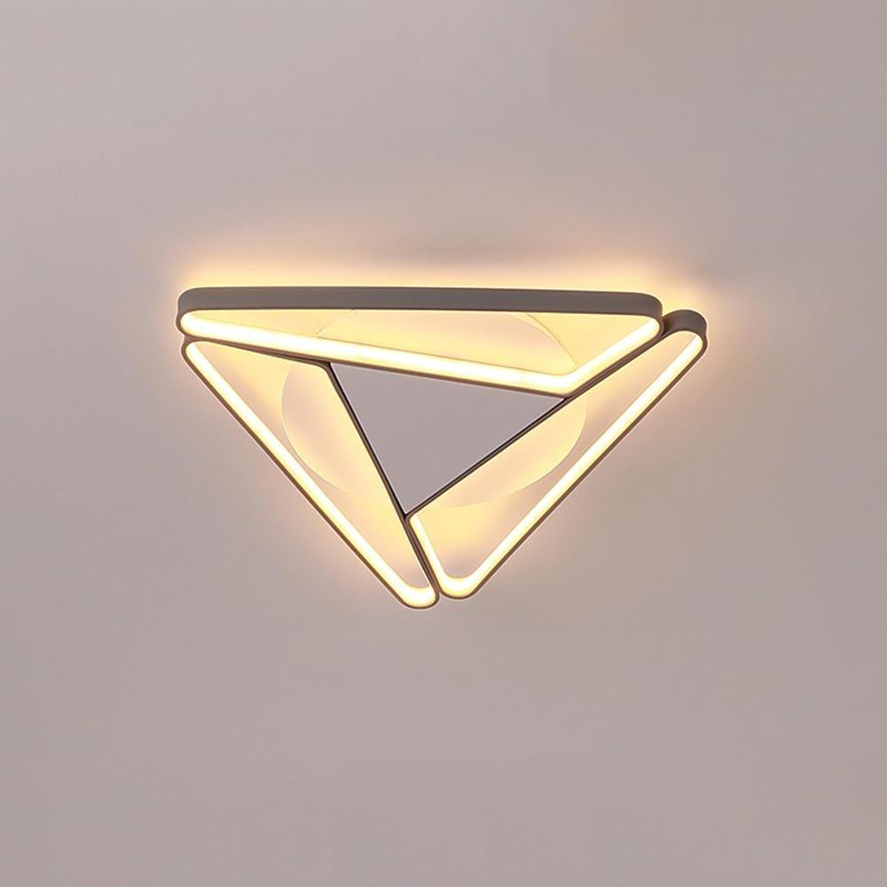 Geometric LED Flush-Mount Ceiling Light — Metal & PVC, 3-Light, 14W, 20" Diameter, Modern