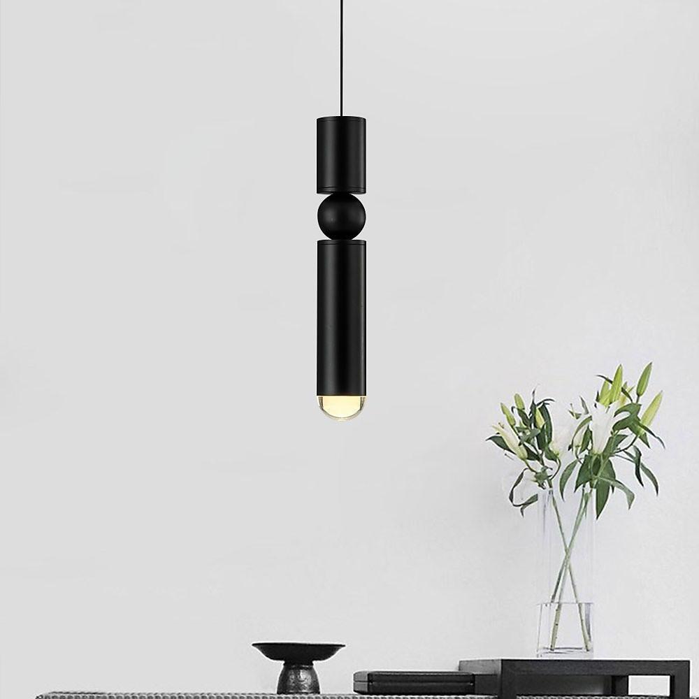 Cylindrical Mini Pendant — Electroplated Metal, LED, 2" × 14", 47" Adjustable Cord, E26/E27
