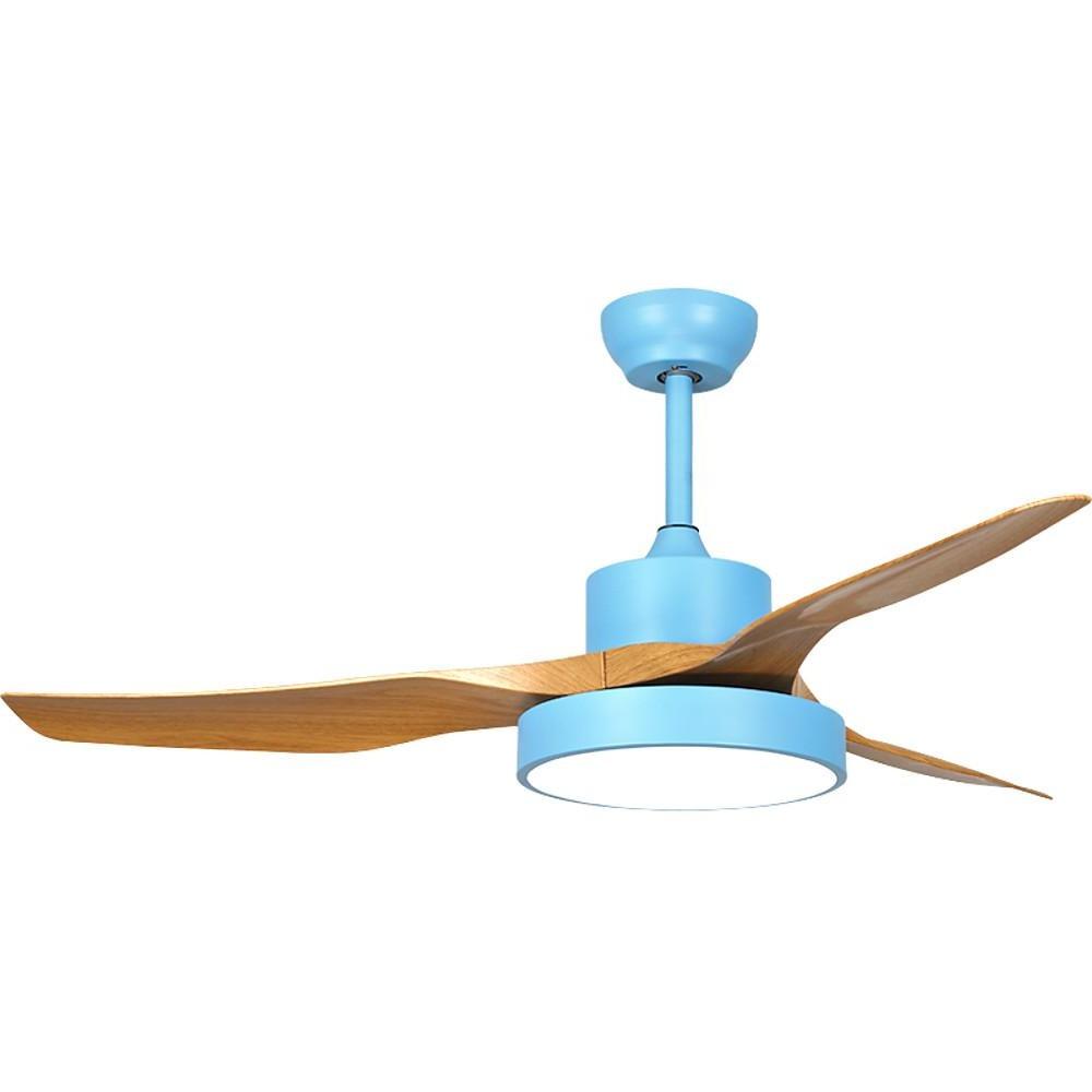 Rustic 3-Blade Ceiling Fan — Wood Grain Finish, LED, Dimmable, Remote Control, 3000K–6000K, 52"