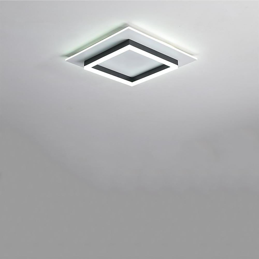 Square Modern LED Flush-Mount Ceiling Light, Set of 2 — Metal, Acrylic Shade, 36W, 16", Dual Color Temperature