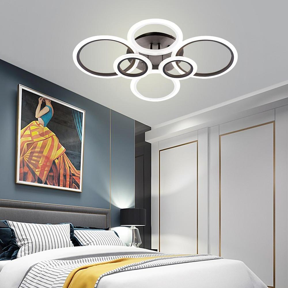 Tiered Circles Flush-Mount Ceiling Light — Aluminum & Acrylic, 2800K–7000K, 4-Light / 6-Light / 8-Light