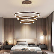 Interwoven 3-Ring Modern Chandelier — Aluminum & Acrylic, LED Dimmable, 31" Adjustable
