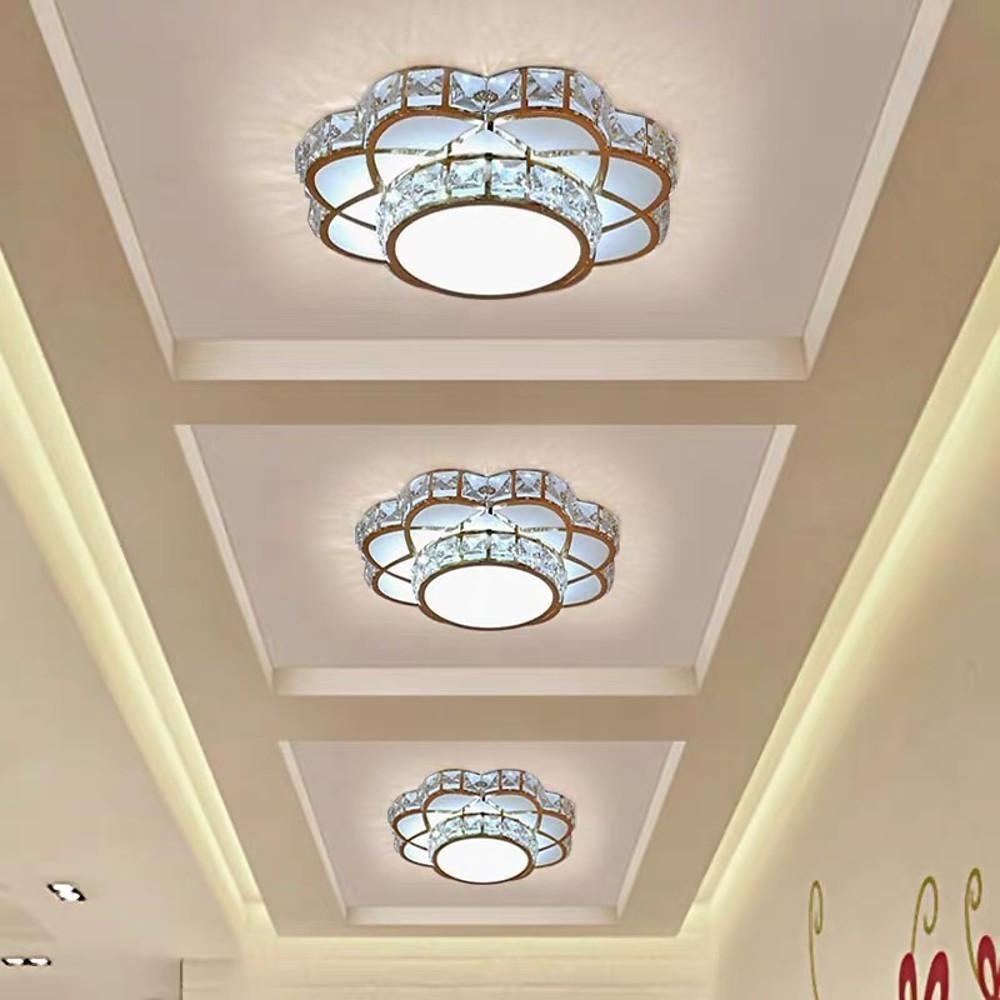 Flower-Effect Crystal Flush-Mount Ceiling Light — Metal, LED, 8" Diameter, 3000K / 6000K / RGB
