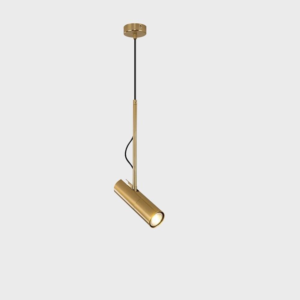 Norse-Inspired Cylindrical Mini Pendant — Black, White, or Gold Metal, 360° Rotating, 1-Light LED, 39" Adjustable Cord