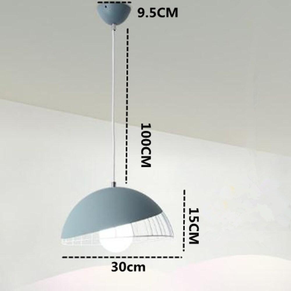 Semi-Globe Metal Pendant Light — Modern, E26/E27, 40W Max, 12" Diameter, Adjustable 39" Cord
