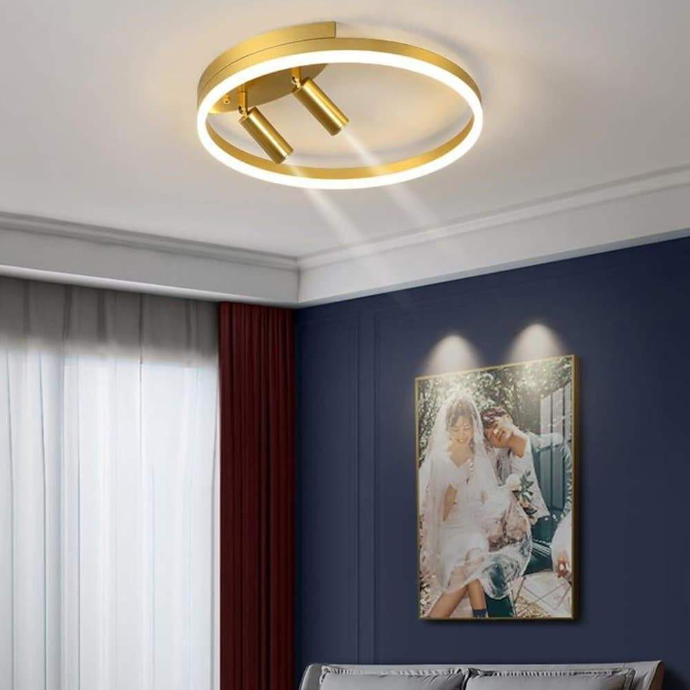 Circular Spotlight LED Flush-Mount Ceiling Light — Metal, Black or Gold, 54W, 3-Step Dimming, Remote Control, 16" Diameter