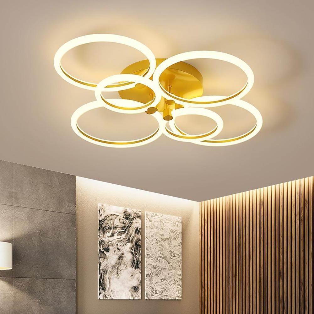 Circular Ring LED Flush-Mount Ceiling Light — Metal & Acrylic, Dimmable with Remote, 2-Light to 6-Light, 18"–30"