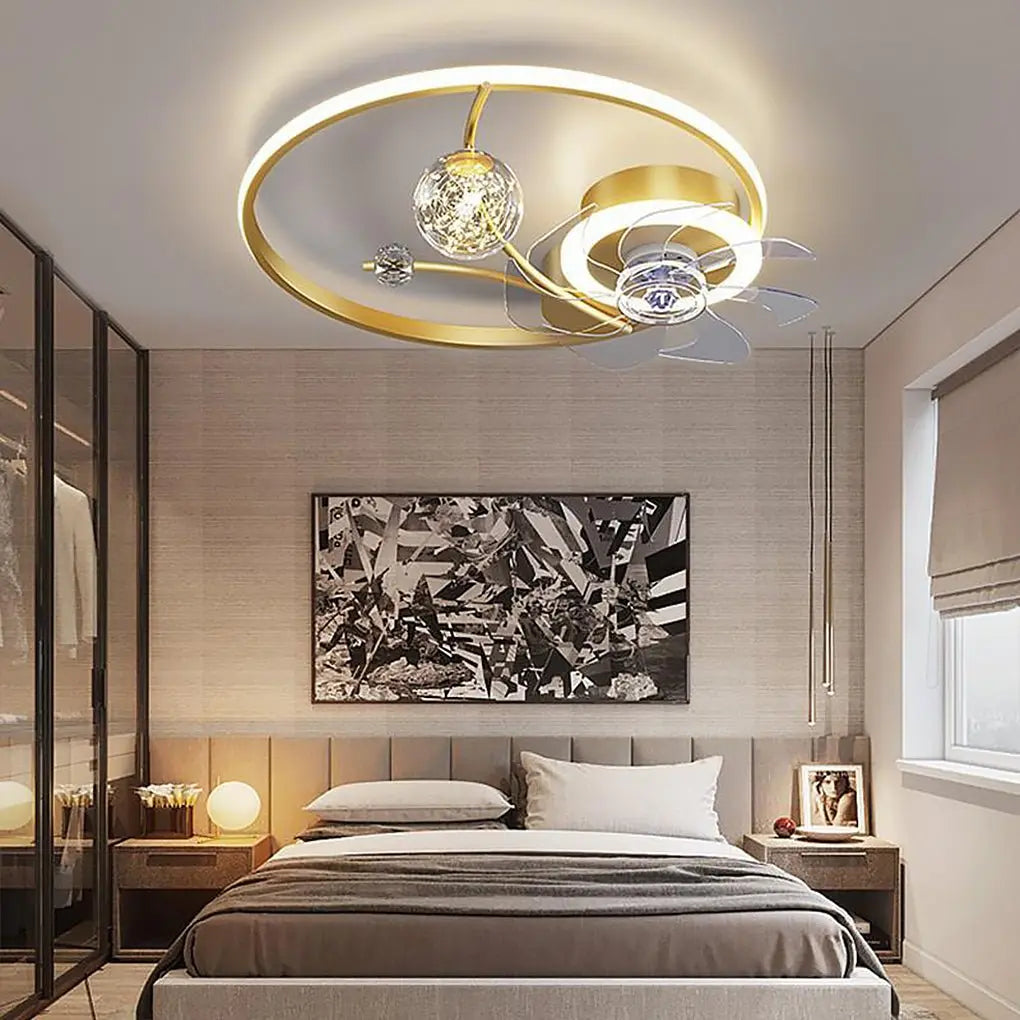 Remote-Controlled Round Flush Mount Ceiling Fans with LED Lights for Kids' Rooms Luxe