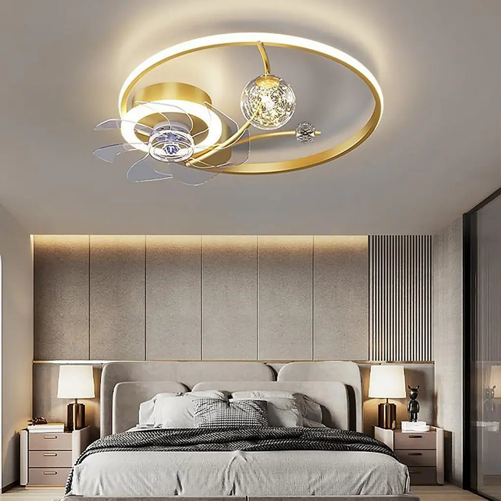 Remote-Controlled Round Flush Mount Ceiling Fans with LED Lights for Kids' Rooms Luxe