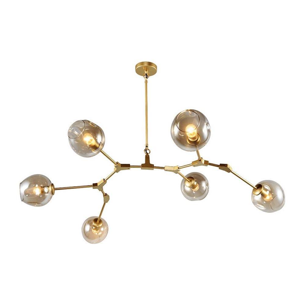 Molecule Sputnik Chandelier — Blown Glass, Metal, 6-Light, 55" Wide, E26/E27