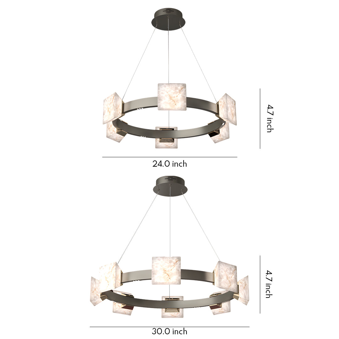 Cloud Stone Modern Chandelier — Aluminum, Gold & Gray, 2-Light to Two-Tier 10+5-Light, LED 3000K, 47.2" Adjustable Chain