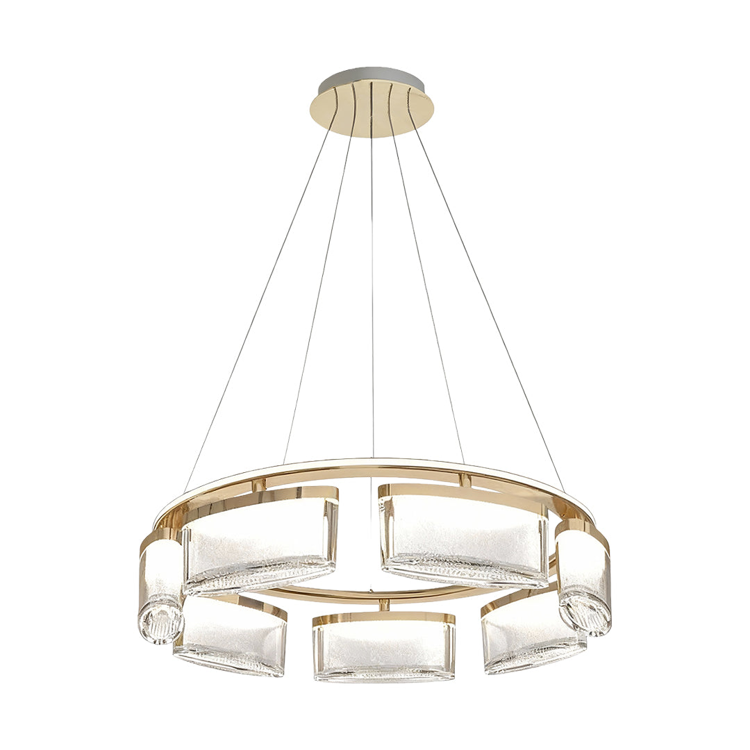 Modern Crystal Chandelier — Gold Aluminum Frame, Three-Color Dimming (3000K/4500K/6000K), Single & Double-Layer Configurations