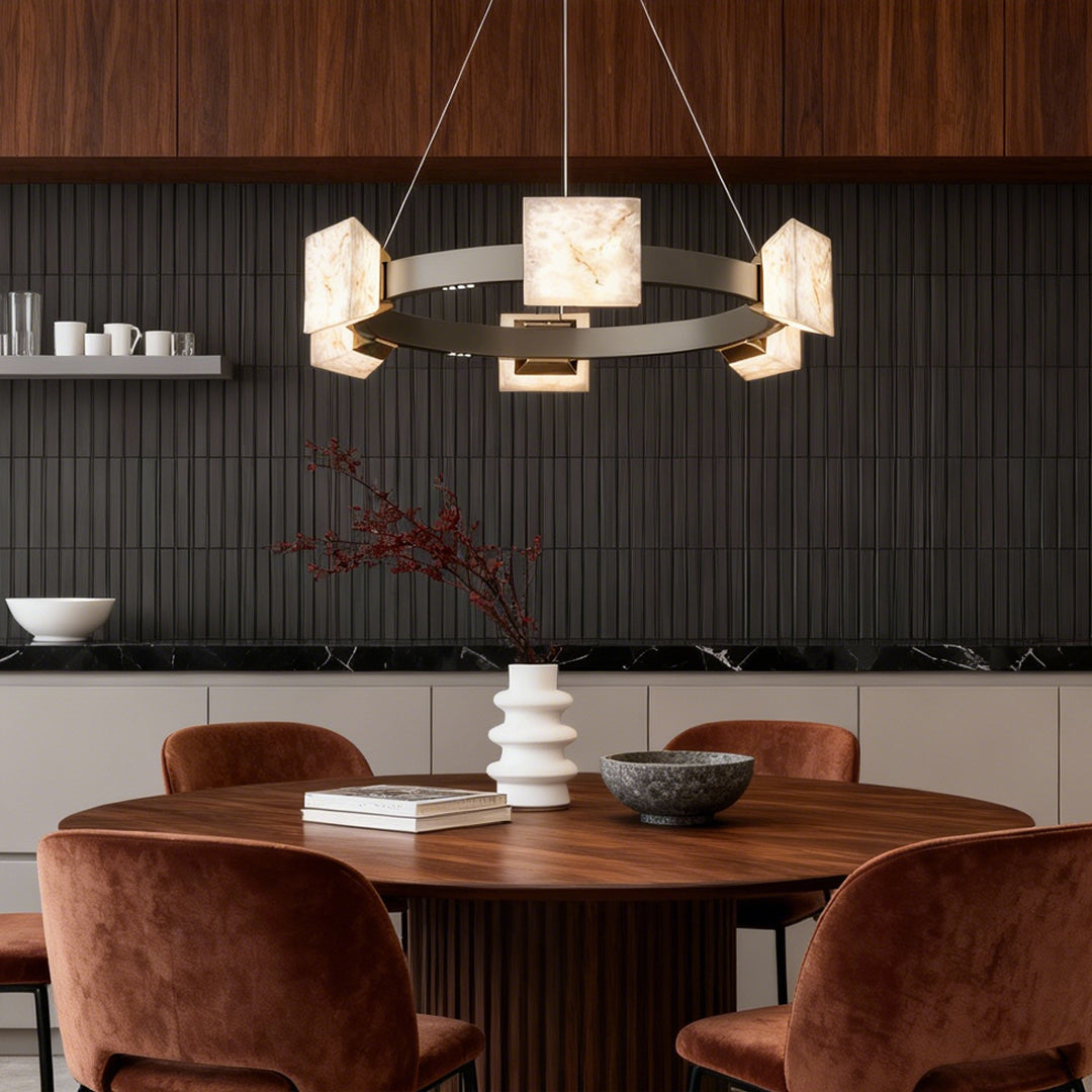 Cloud Stone Modern Chandelier — Aluminum, Gold & Gray, 2-Light to Two-Tier 10+5-Light, LED 3000K, 47.2" Adjustable Chain