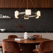 Cloud Stone Modern Chandelier — Aluminum, Gold & Gray, 2-Light to Two-Tier 10+5-Light, LED 3000K, 47.2" Adjustable Chain